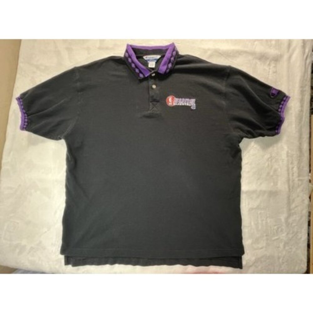 Vintage 90s Phoenix Suns Mens‎ XXL Polo Shirt Champion Black Pique Cotton